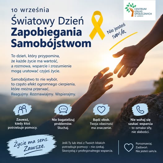 plakat o światowym dniu zapobiegania samobójstwom