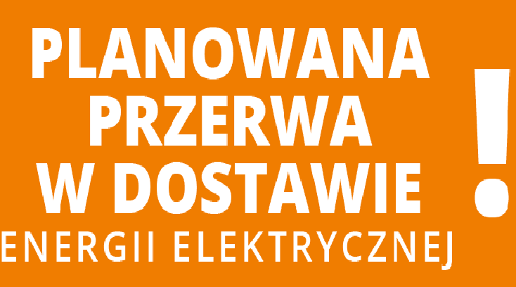 grafika z tekstem przerwa w dostawie prądu