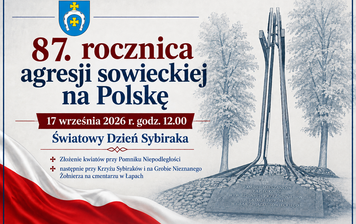 plakat informujący o 87 rocznicy agresji sowieckeij na Polskę