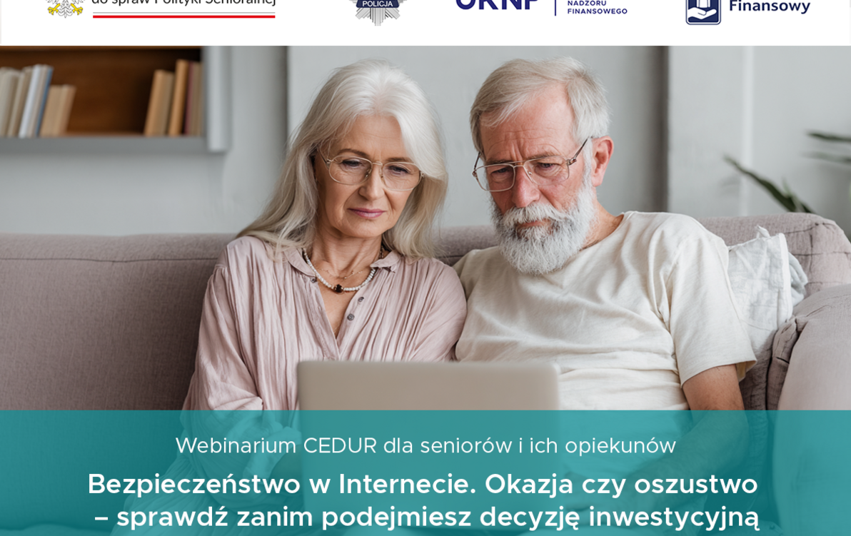 Zał. 3 - Grafika webinarium CEDUR dla seniorów i ich opiekunów - 13 października 2026 roku z seniorką i seniorem