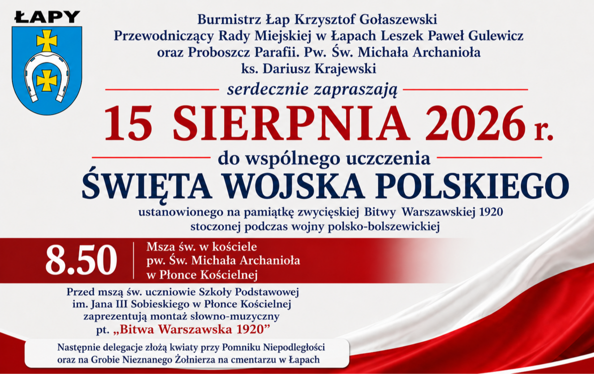 Plakat informujący o uroczystościach z okazji Święta Wojska Polskiego