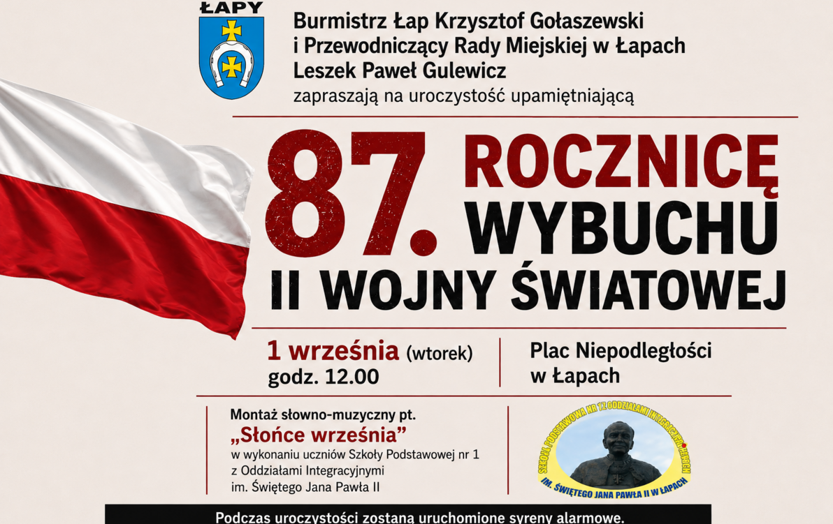 Plakat informujący o 87. rocznicy wybuchu II wojny światowej 