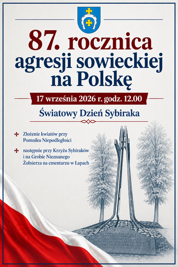 plakat informujący o 87 rocznicy agresji sowieckeij na Polskę
