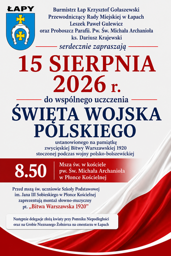 Plakat informujący o uroczystościach z okazji Święta Wojska Polskiego