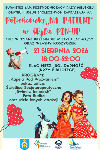plakat promujący wydarzenie z programem i ilustracja taneczną