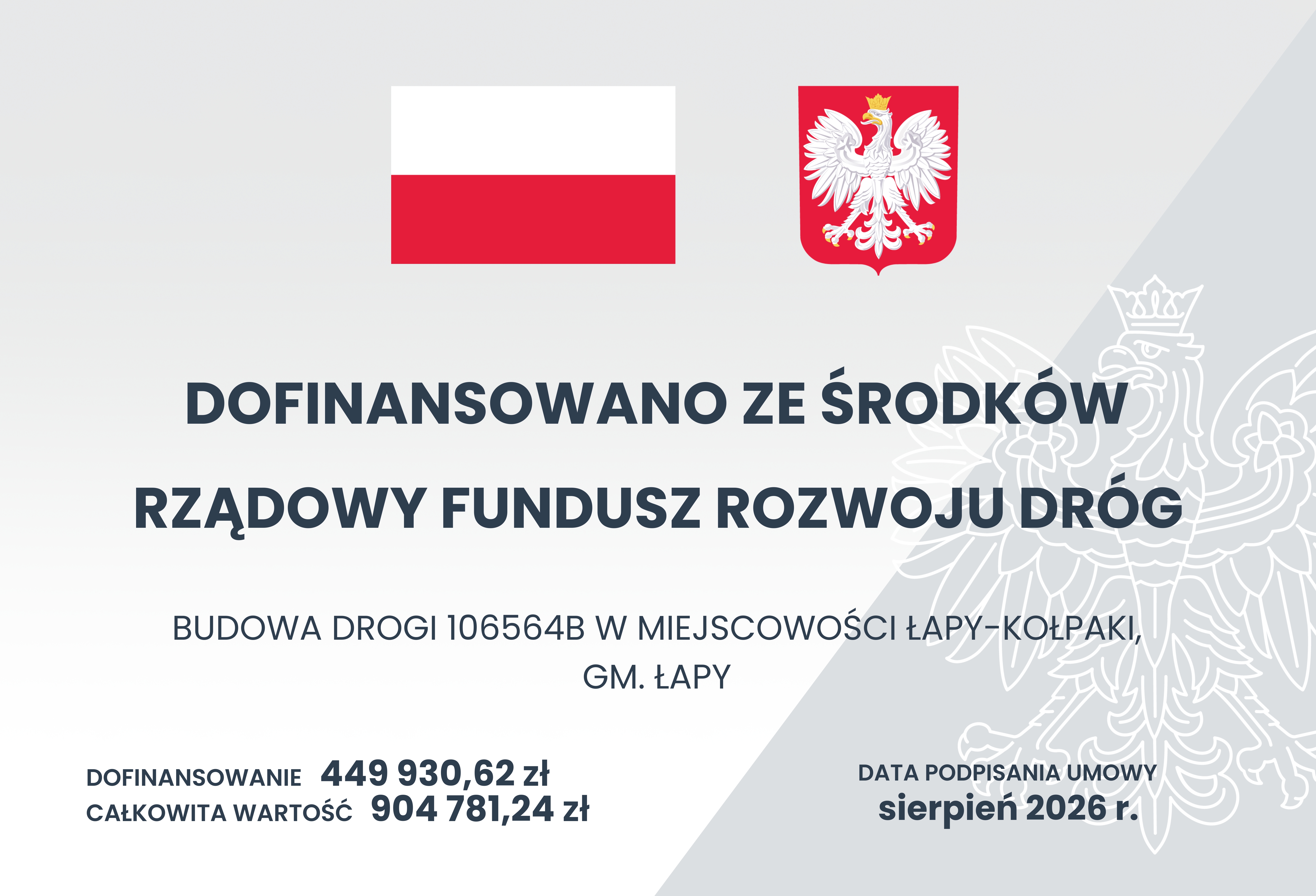 Tablica o&nbsp;dofinansowaniu drogi w&nbsp;