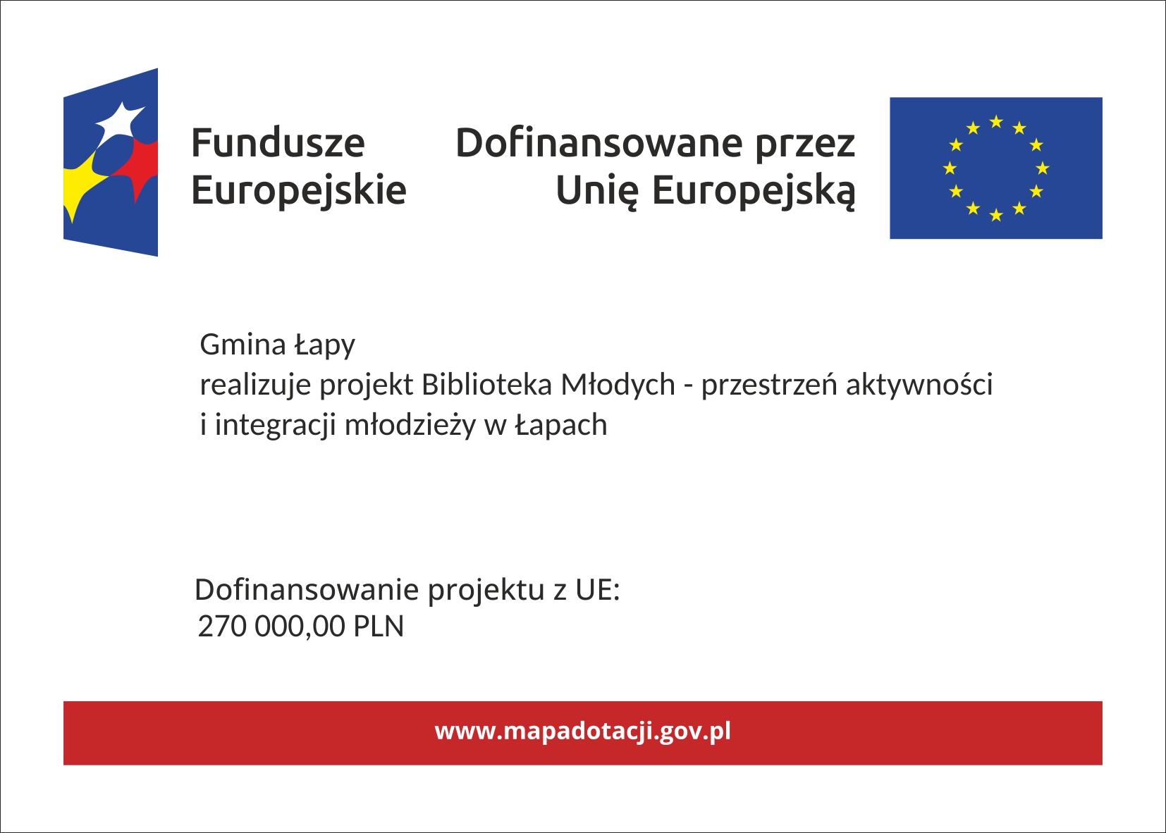 Plakat o&nbsp;realizacji projektu biblioteka młodych