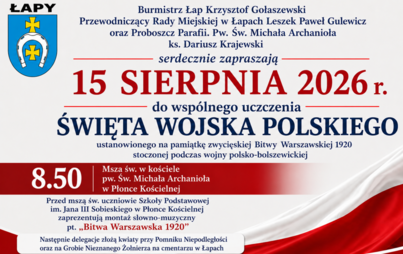 Plakat informujący o uroczystościach z okazji Święta Wojska Polskiego