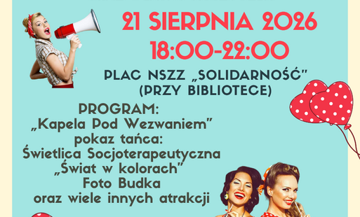 plakat promujący wydarzenie z programem i ilustracja taneczną
