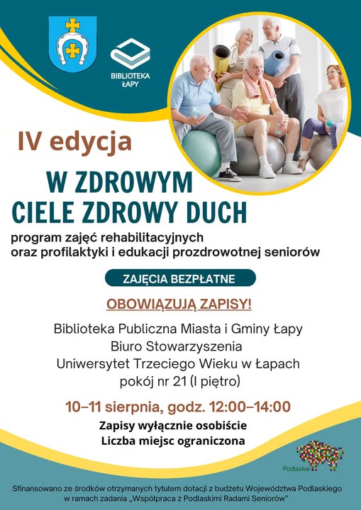 Zaproszenie seniorów do udziału w projekcie W zdrowym ciele zdrowy duch 