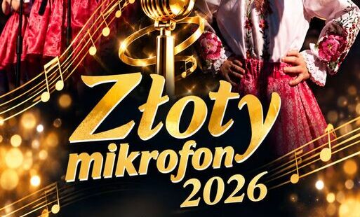plakat informacyjny z dziećmi śpiewającymi przy mikrofonach