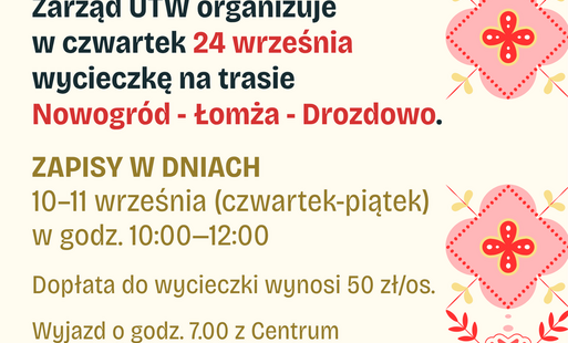 plakat informujący o zapisach na wycieczkę