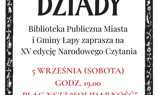 plakat z informacjami o Narodowym Czytaniu