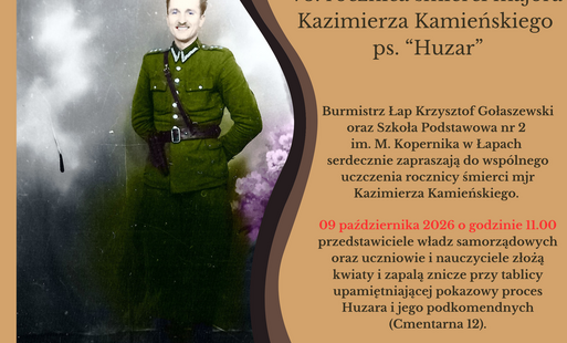 Plakat ze zdjęciem majora Kazimierza Kamieńskiego